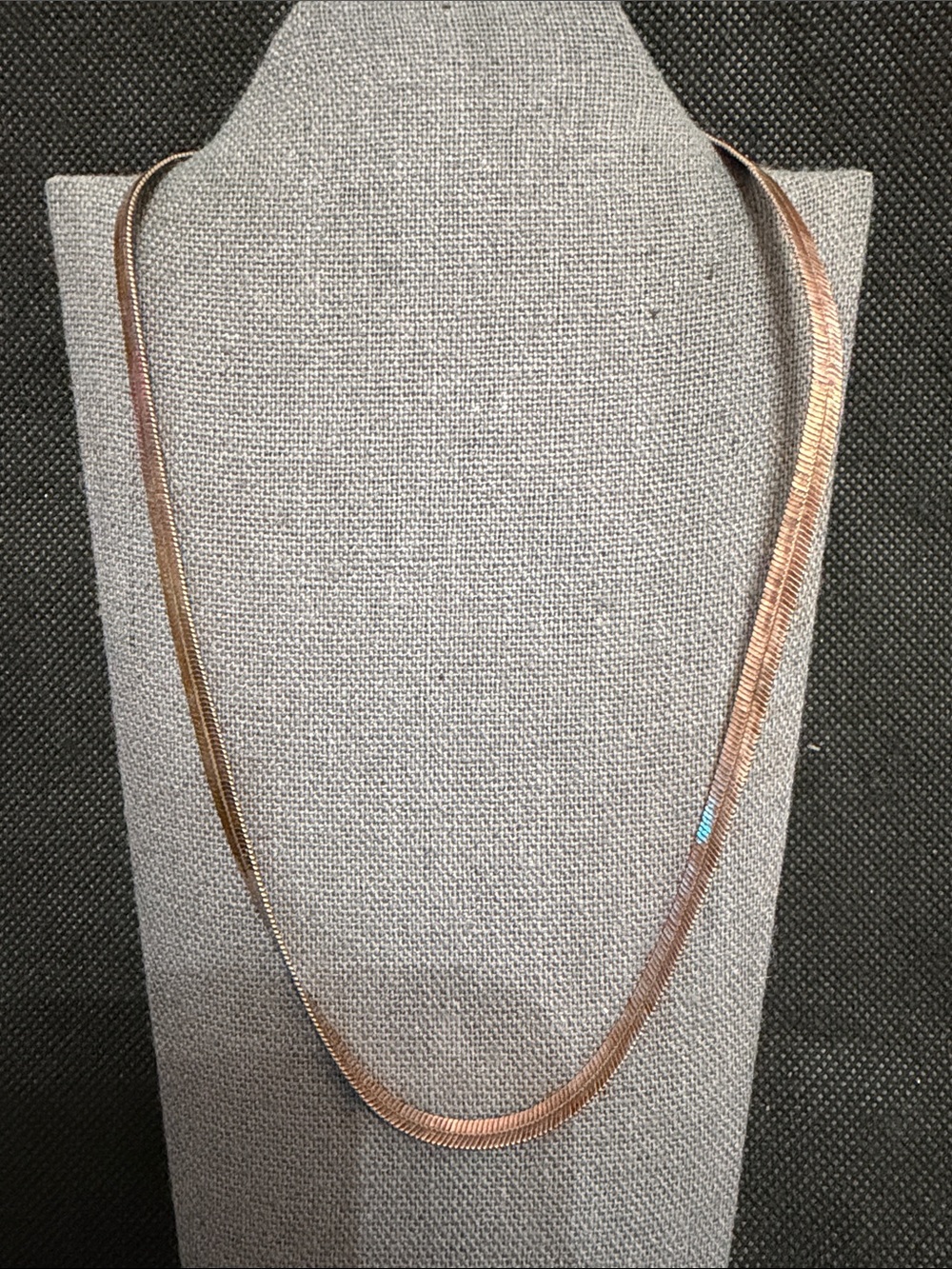 Vintage rose gold plated / brass herringbone chain necklace